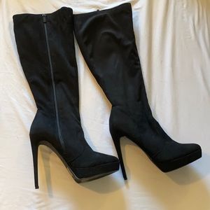 Black calf high boots